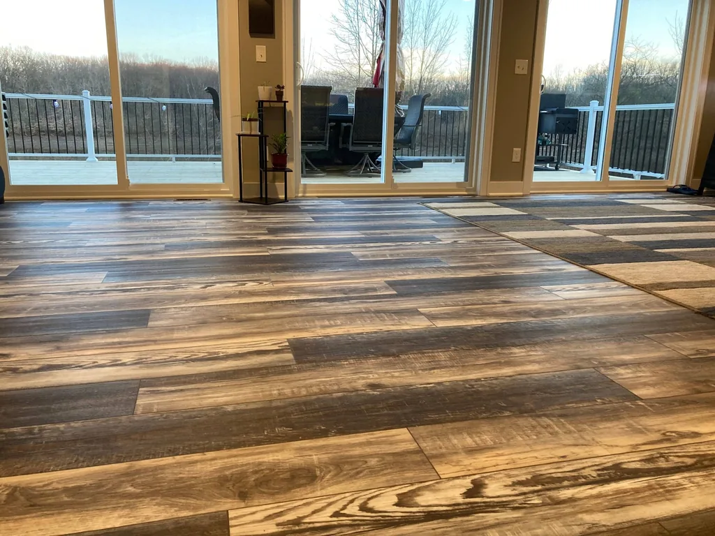 Warm-brown luxury vinyl plank installation